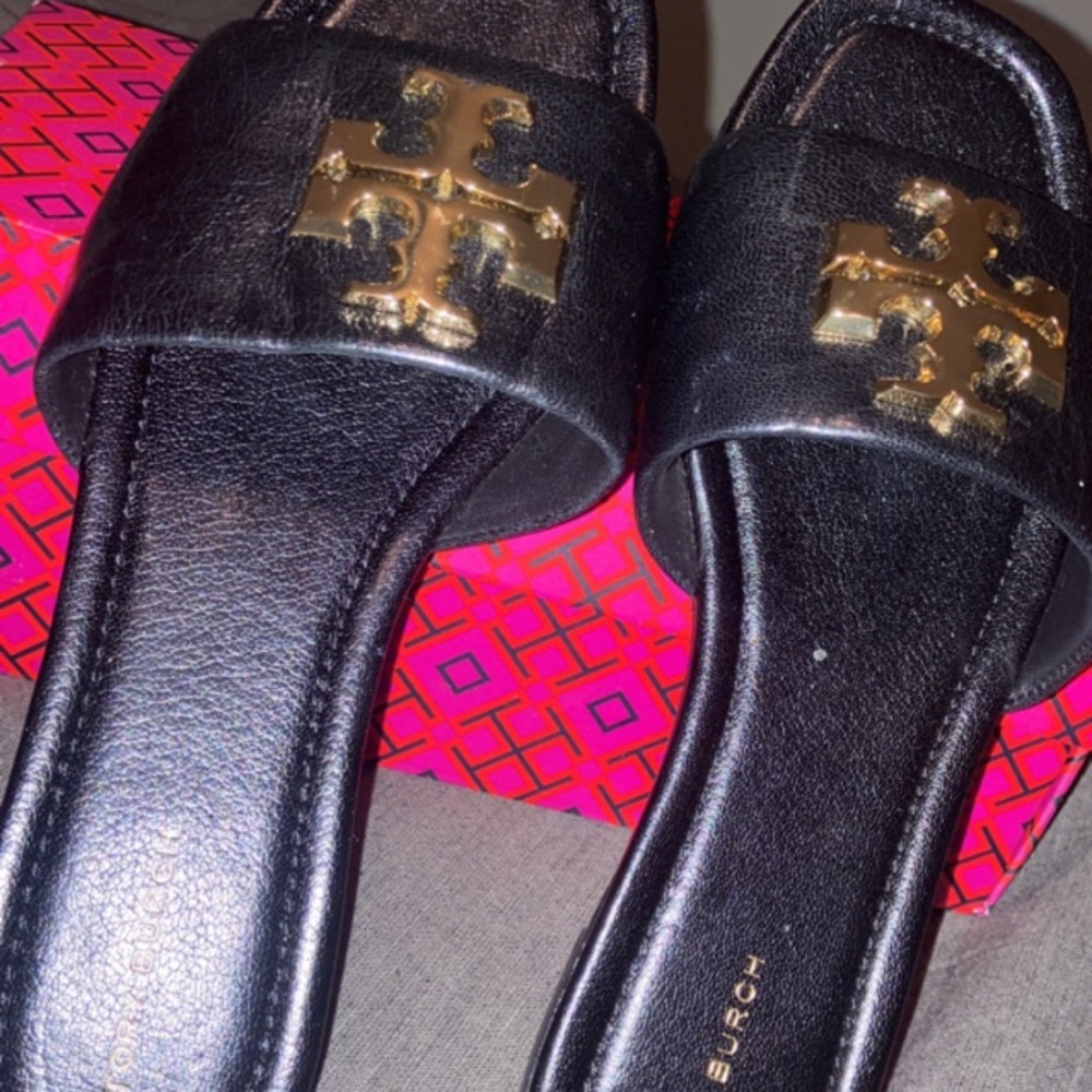 Tory Burch Black Leather Flats